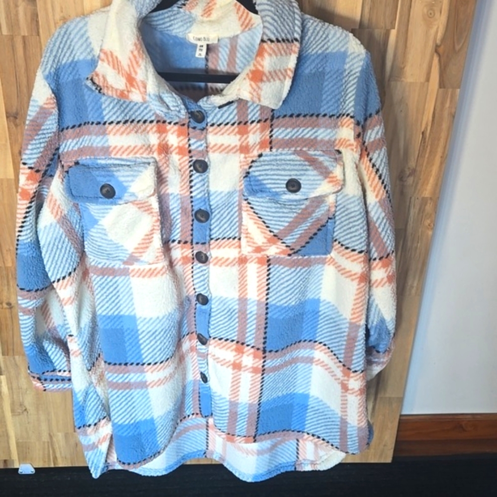 FLEECE PLAID BUTTON SHACKET